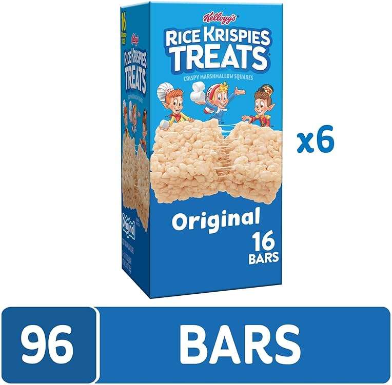 Rice Krispies Treats Marshmallow Snack Bars, Kids Snacks, School Lunch, Value Pack, Original (6 Boxes, 96 Bars) - Image 3