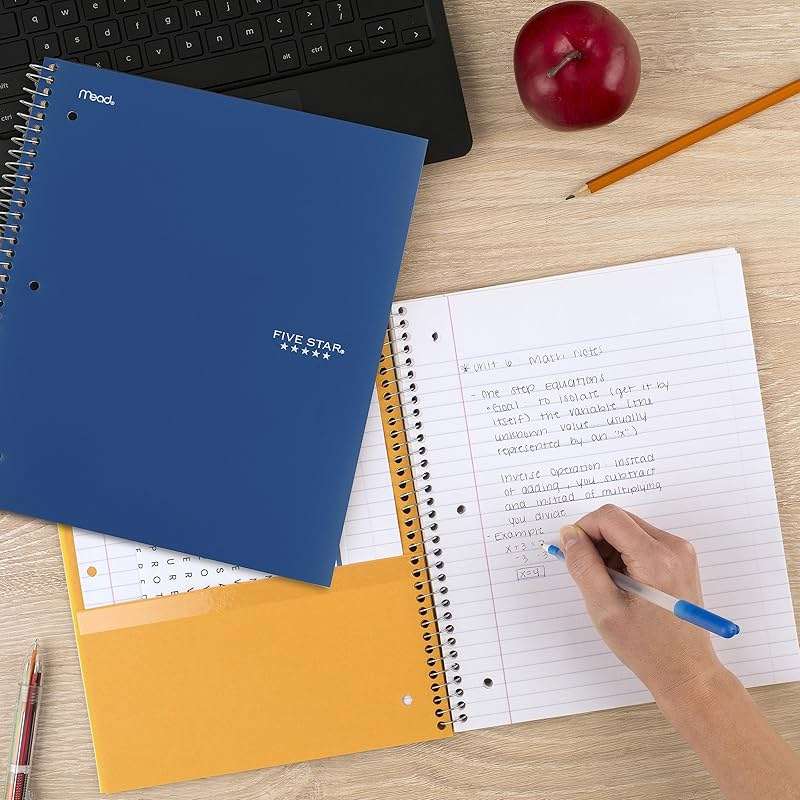 Five Star Spiral Notebook + Study App, 1 Subject, College Ruled Paper, 8-1/2" x 11", 100 Sheets, Fights Ink Bleed, Water Resistant Cover, Pacific Blue (72565) - Image 2