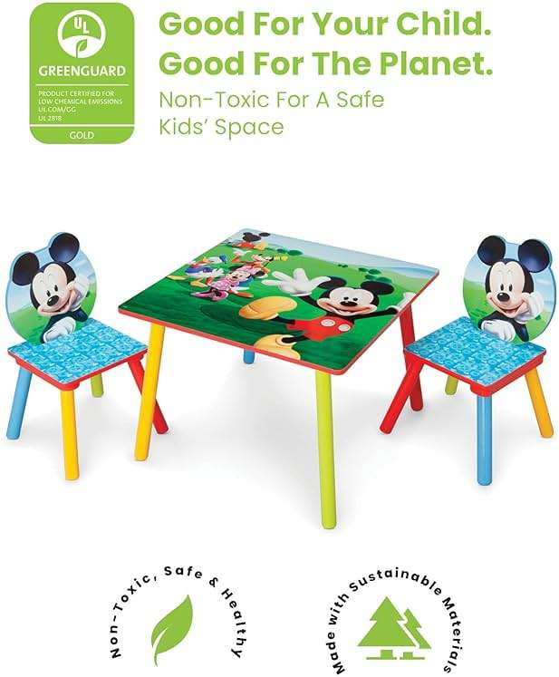 Delta Children - Disney Mickey Mouse Kids Table and Chair Set 3- Piece Set (2 Chairs Included) - Ideal for Arts & Crafts, Snack Time, Homework & More, Pink - Image 2