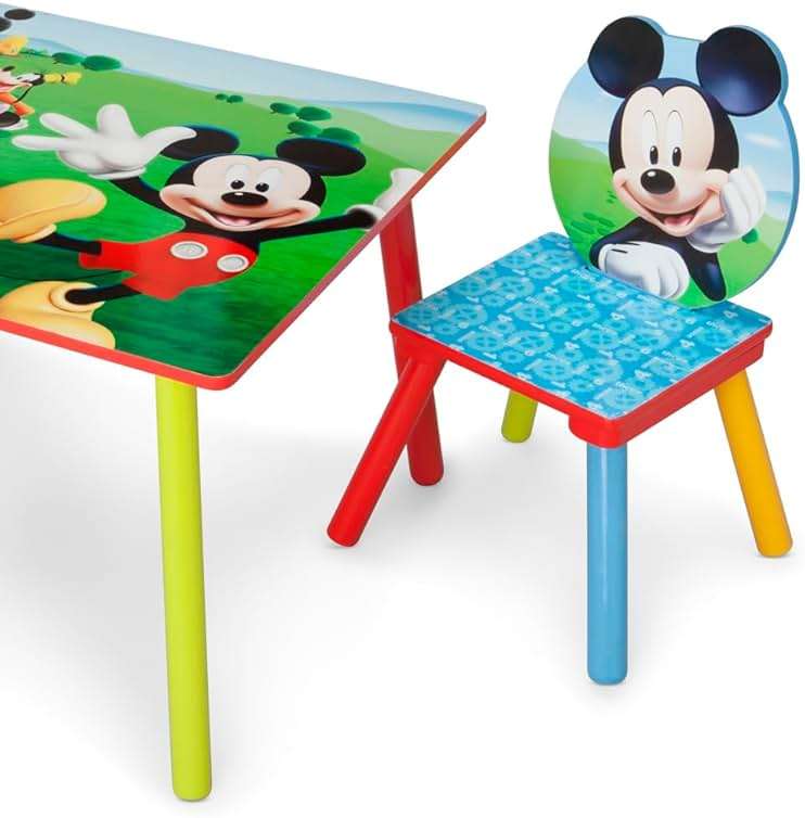 Delta Children - Disney Mickey Mouse Kids Table and Chair Set 3- Piece Set (2 Chairs Included) - Ideal for Arts & Crafts, Snack Time, Homework & More, Pink - Image 5