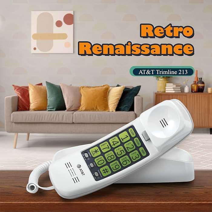 AT&T TRIMLINE 213 Corded Home Phone with Extra Big Buttons & Visual Ringer. No AC Power Required, Improved Easy-Wall-Mount, Lighted Keypad, 10 Speed Dial Keys, Volume Control, Senior Friendly. White - Image 2