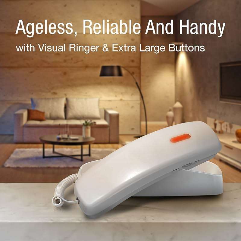 AT&T TRIMLINE 213 Corded Home Phone with Extra Big Buttons & Visual Ringer. No AC Power Required, Improved Easy-Wall-Mount, Lighted Keypad, 10 Speed Dial Keys, Volume Control, Senior Friendly. White - Image 3