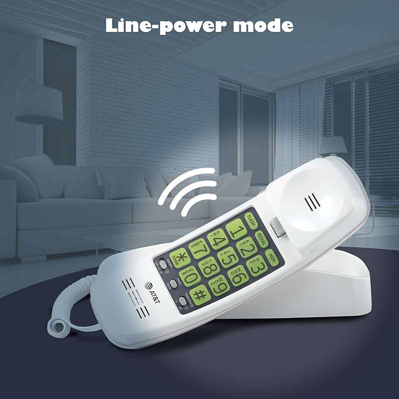 AT&T TRIMLINE 213 Corded Home Phone with Extra Big Buttons & Visual Ringer. No AC Power Required, Improved Easy-Wall-Mount, Lighted Keypad, 10 Speed Dial Keys, Volume Control, Senior Friendly. White - Image 5