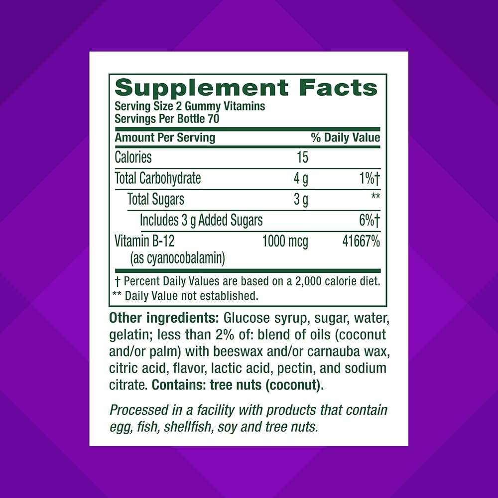 vitafusion Vitamin B12 Gummy Vitamins for Energy Metabolism Support, Raspberry Flavored, America’s Number 1 Gummy Vitamin Brand, 70 Day Supply, 140 Count - Image 4