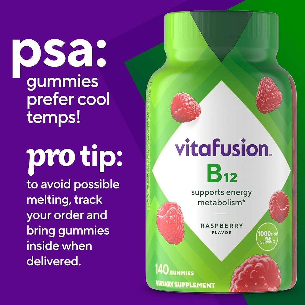 vitafusion Vitamin B12 Gummy Vitamins for Energy Metabolism Support, Raspberry Flavored, America’s Number 1 Gummy Vitamin Brand, 70 Day Supply, 140 Count - Image 10