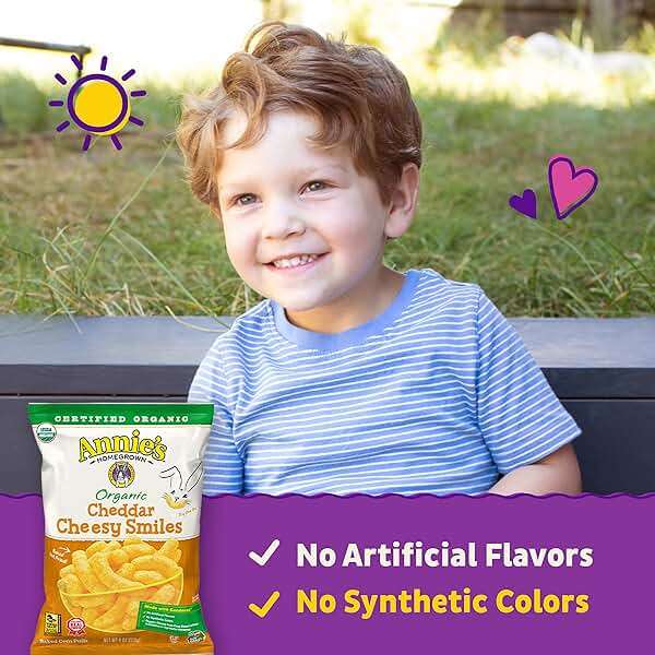 Annie's Organic Cheddar Cheesy Smiles, Baked Corn Puffs, Gluten Free, 4 oz - Image 4
