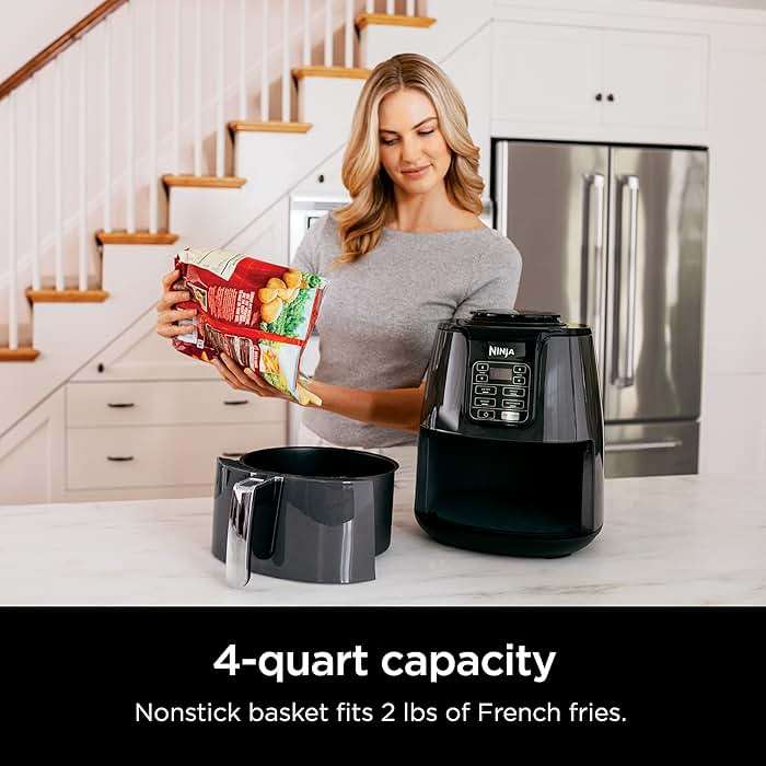 Ninja Air Fryer | 4 QT Capacity | 4-in-1 Roast, Crisp, Roast, Reheats, & Dehydrates | Dishwasher Safe Parts | 105°F-400°F | Includes 20 Easy & Healthy Recipes | 1550 watt | Grey | AF101 - Image 2