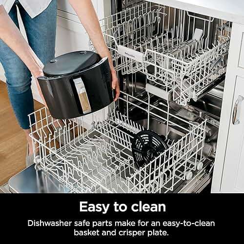 Ninja Air Fryer | 4 QT Capacity | 4-in-1 Roast, Crisp, Roast, Reheats, & Dehydrates | Dishwasher Safe Parts | 105°F-400°F | Includes 20 Easy & Healthy Recipes | 1550 watt | Grey | AF101 - Image 7