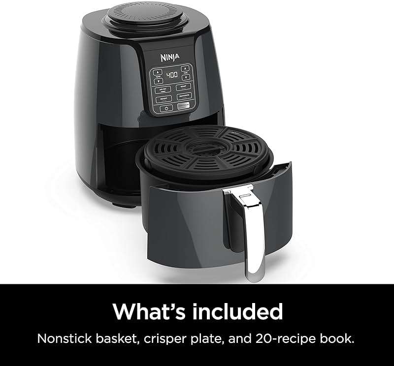 Ninja Air Fryer | 4 QT Capacity | 4-in-1 Roast, Crisp, Roast, Reheats, & Dehydrates | Dishwasher Safe Parts | 105°F-400°F | Includes 20 Easy & Healthy Recipes | 1550 watt | Grey | AF101 - Image 8
