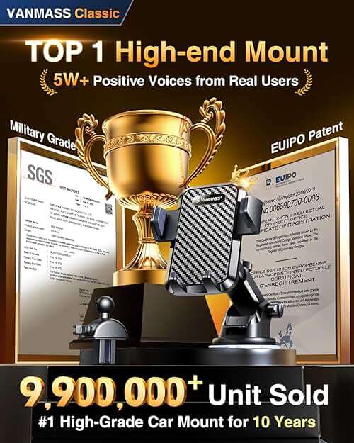 VANMASS【85+LBS Strongest Suction & Military-Grade 2026 Ultimate Car Phone Mount【Patent & Safety Certs】 Cell Phone Holder Truck for Dash Windshield Vent for iPhone 17 Pro Max Automobile Accessory Kits - Image 2