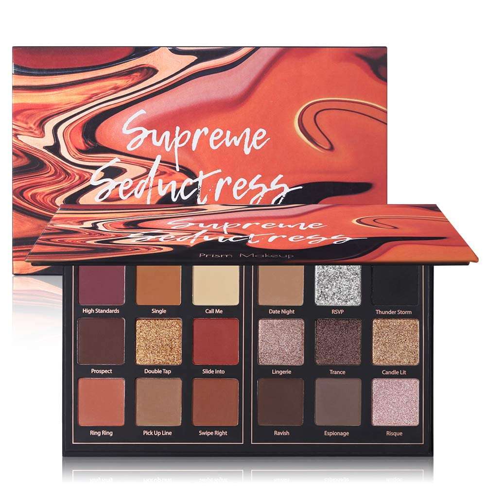 Matte Eyeshadow Palette Pro 18 Colors Pigmented Shimmer Glitter Eye Shadow Palette, Long Lasting Waterproof Dark Smokey Powder Cosmetics Pallet Halloween Valentine Gift Makeup Kit (01# Seductress) - Image 1