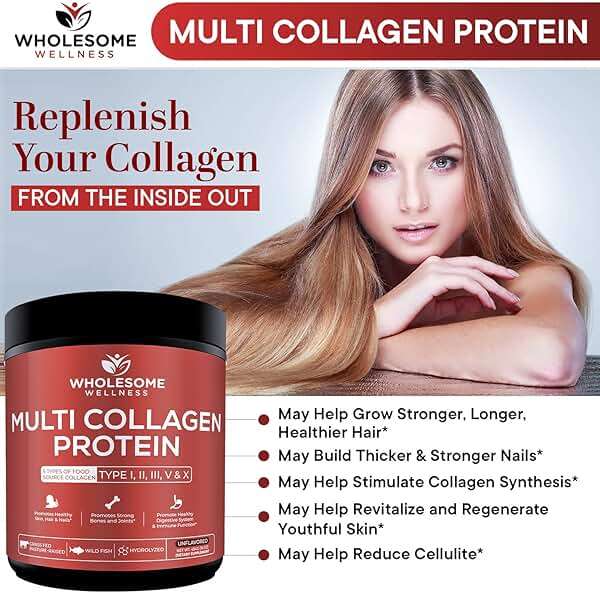 Wholesome Wellness Premium Multi Collagen Peptides Protein Powder for Women and Men, 5 Types of Hydrolyzed Collagen, Grass-Fed, Non-GMO & Unflavored, Pure Protein for Youthful Skin & Joint Recovery - Image 7