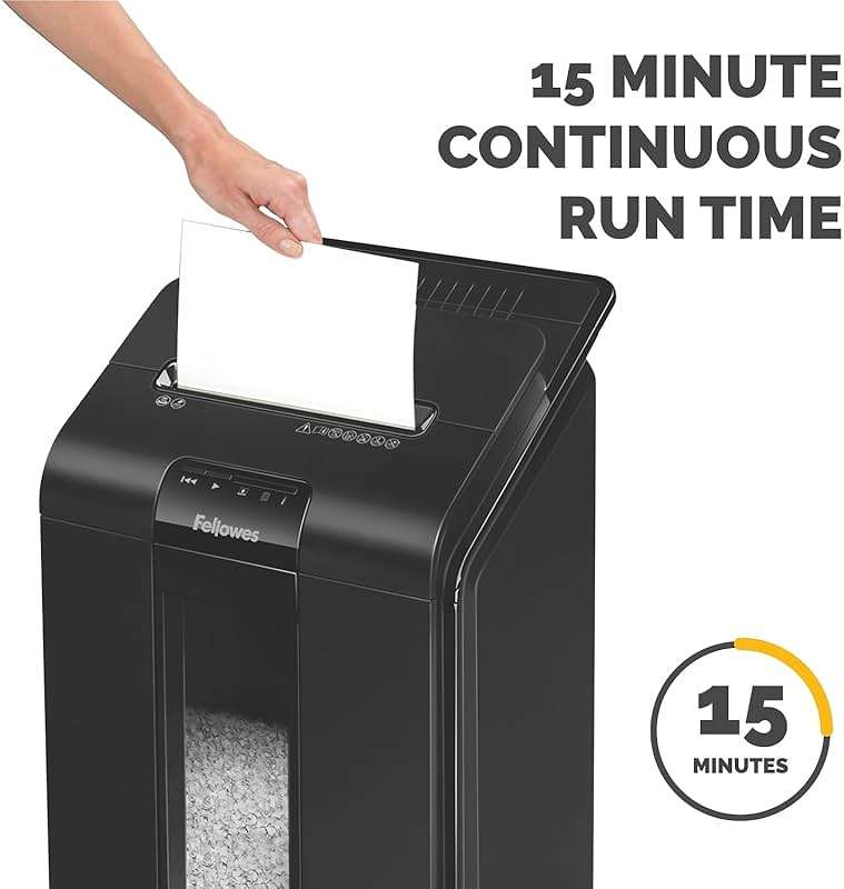 Fellowes AutoMax Micro-Cut 100M Commercial Office Auto Feed 2-in-1 Paper Shredder with 100-Sheet Capacity, Black - Image 8