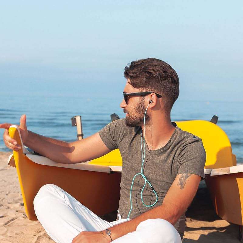 LUDOS Clamor Wired Earbuds in-Ear Headphones, 5 Years Warranty, Earphones with Mic, Noise Isolating Ear Buds, Memory Foam for iPhone, Samsung, School Students, Kids, Women, Small Ears - Turquoise - Image 3