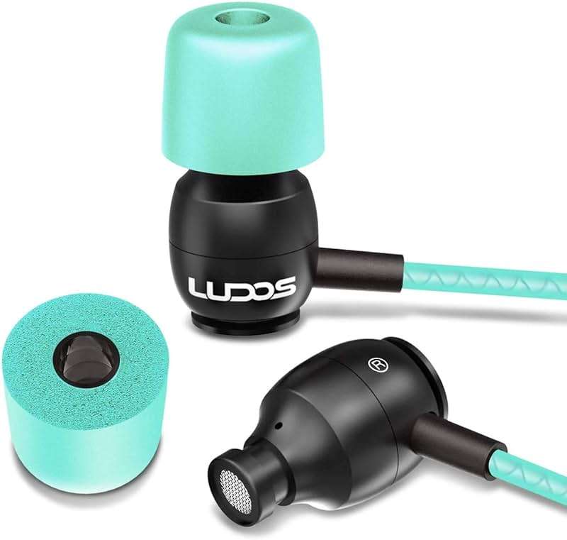 LUDOS Clamor Wired Earbuds in-Ear Headphones, 5 Years Warranty, Earphones with Mic, Noise Isolating Ear Buds, Memory Foam for iPhone, Samsung, School Students, Kids, Women, Small Ears - Turquoise - Image 7