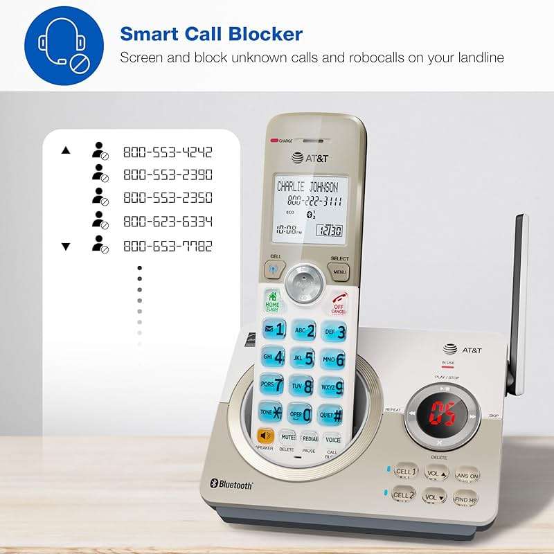 AT&T DL72219 DECT 6.0 2-Handset Cordless Phone for Home with Connect to Cell, Call Blocking, 1.8" Backlit Screen, Big Buttons, intercom, and Unsurpassed Range - Image 2