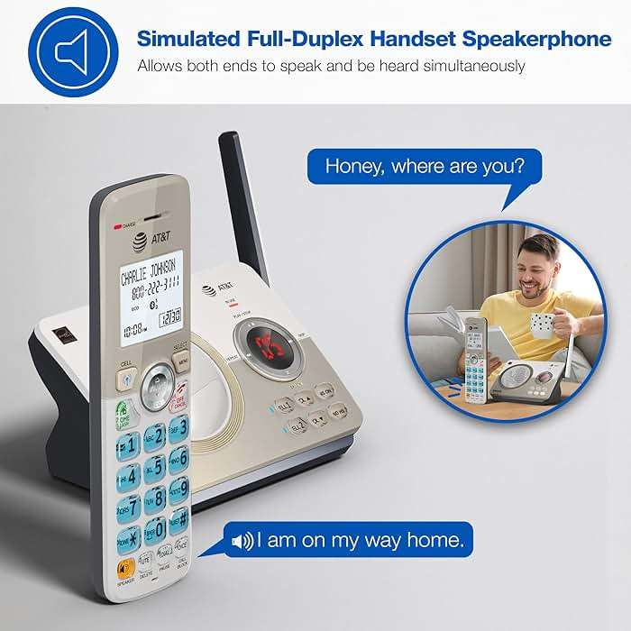AT&T DL72219 DECT 6.0 2-Handset Cordless Phone for Home with Connect to Cell, Call Blocking, 1.8" Backlit Screen, Big Buttons, intercom, and Unsurpassed Range - Image 7