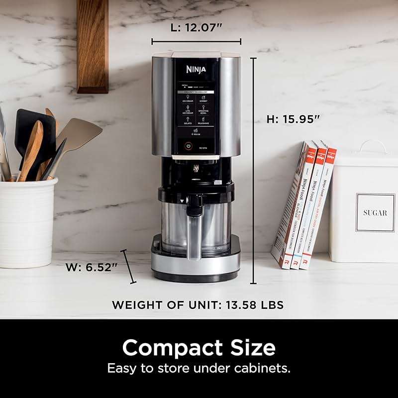 Ninja NC301 CREAMi Ice Cream Maker, for Gelato, Mix-ins, Milkshakes, Sorbet, Smoothie Bowls & More, 7 One-Touch Programs, with (2) Pint Containers & Lids, Compact Size, Perfect for Kids, Silver - Image 4