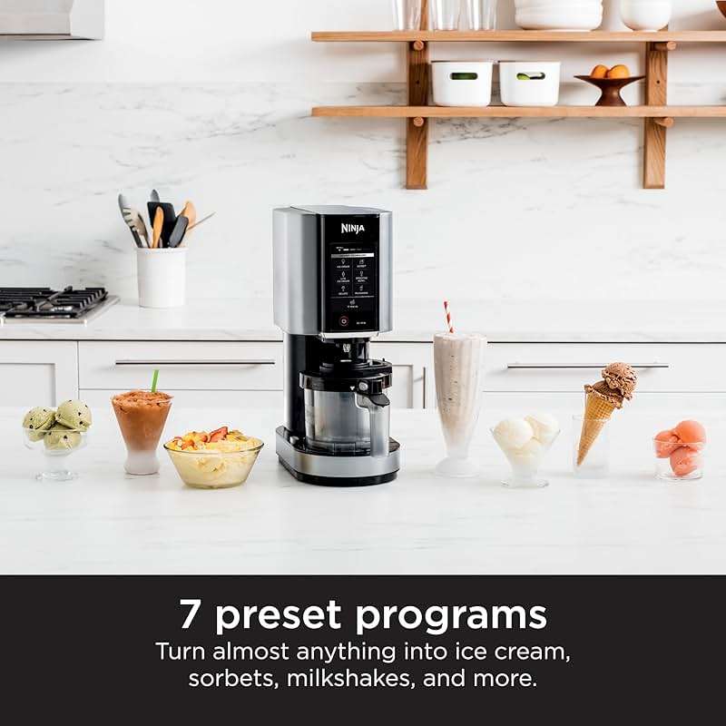 Ninja NC301 CREAMi Ice Cream Maker, for Gelato, Mix-ins, Milkshakes, Sorbet, Smoothie Bowls & More, 7 One-Touch Programs, with (2) Pint Containers & Lids, Compact Size, Perfect for Kids, Silver - Image 7