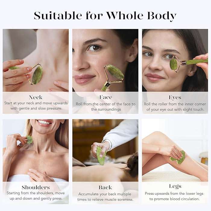 BAIMEI IcyMe Gua Sha & Jade Roller Facial Tools Face Roller and Gua Sha Set for Puffiness and Redness Reducing Skin Care Routine, Self Care for Men Women - Green - Image 4