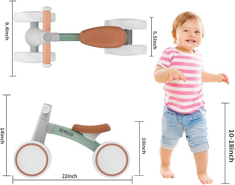 SEREED Baby Balance Bike for 1 Year Old Boys Girls 12-24 Month Toddler Balance Bike, 4 Wheels Toddler First Bike, First Birthday Gifts - Image 2