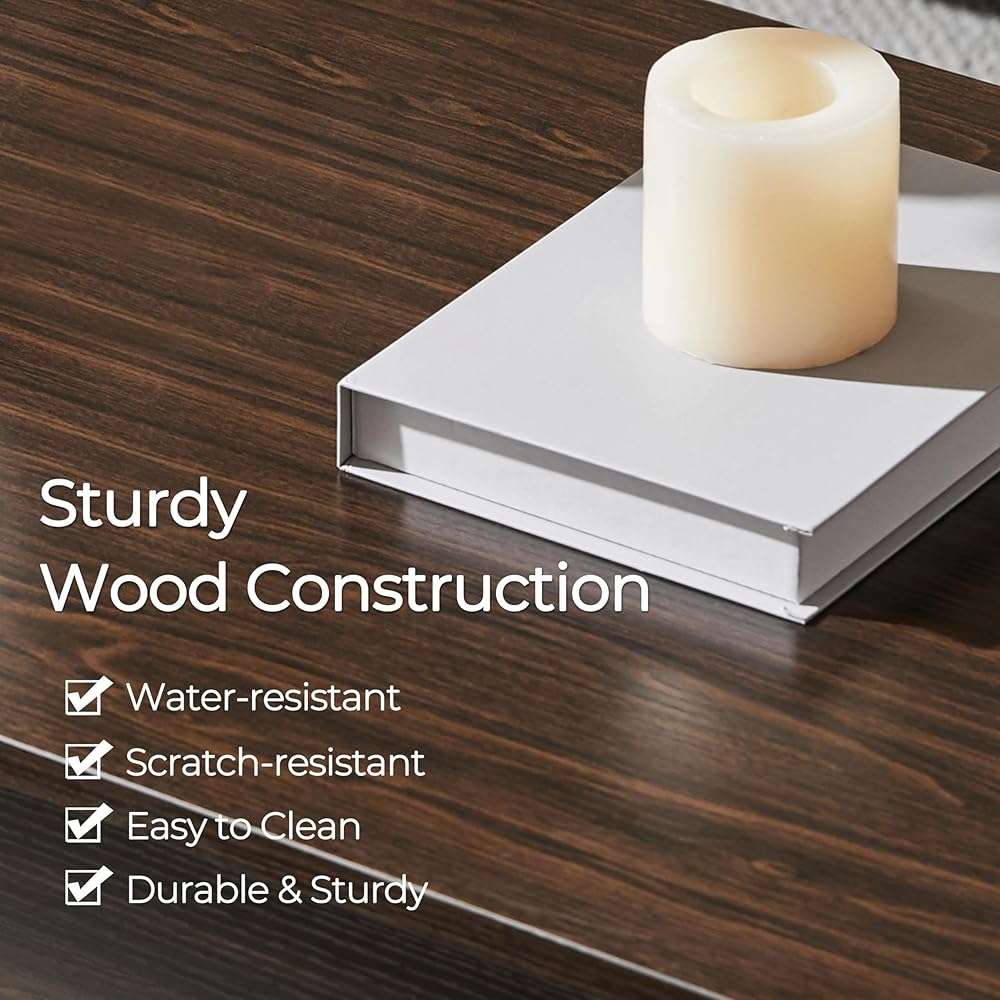 Yaheetech Lift Top Coffee Table with Hidden Compartment and Storage Shelf, Rising Tabletop Dining Table for Living Room Reception Room, 38.6in L, Espresso - Image 7