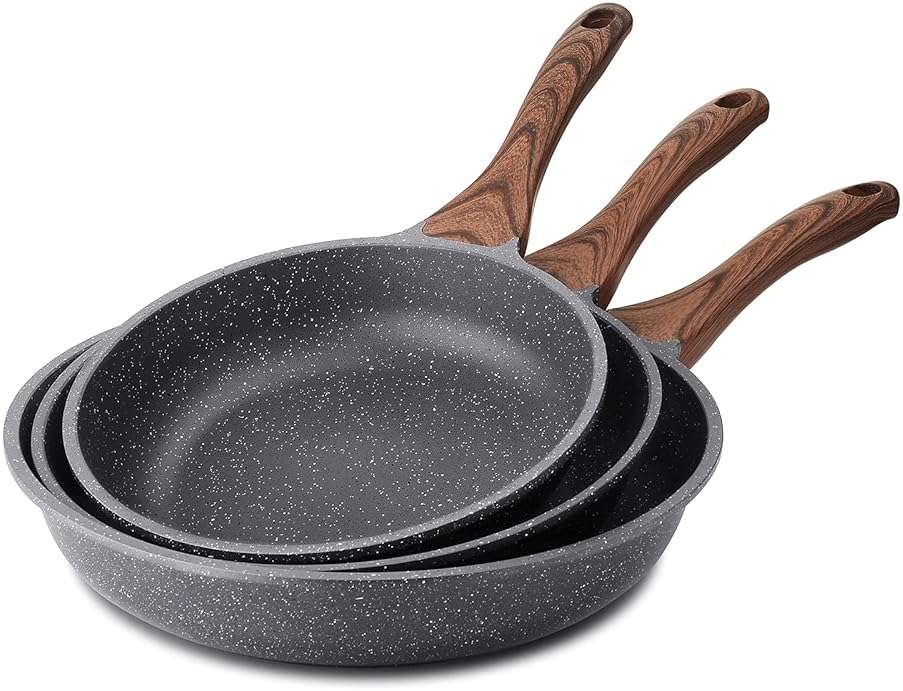 SENSARTE Nonstick Frying Pan Skillets, Swiss Granite Coating Omelette Pans, Healthy Cookware Chef's Pan, Free of Intentionally Added PFOA (9.5+11+12.5 Inch) - Image 1