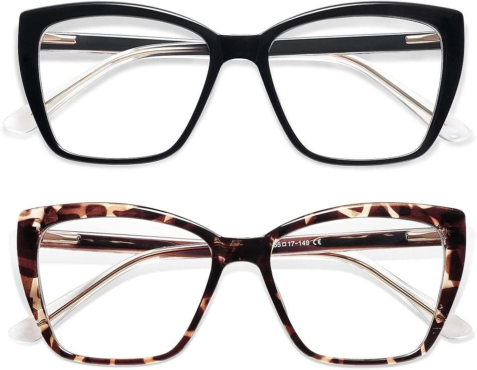 AMOMOMA Trendy TR90 Oversized Blue Light Reading Glasses Women,Stylish Square Cat Eye Glasses AM6031 - Image 1