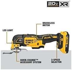 DEWALT 20V Oscillating Tool, Cordless, Wood Blades, Sandpaper, Tool Bag, Battery and Charger Included (DCS356SD1) - Image 2