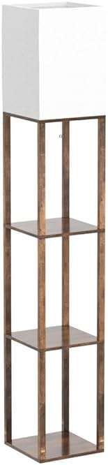 RUNTOP Floor Lamp with Shelves, Modern Shelf Lamp for Display Storage, 3 Color Temperature Wood Narrow Standing Corner Lamp with 8W Bulb for Living Room Decor, Bedroom, Office, Home Decor(Brown) - Image 5