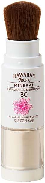 Hawaiian Tropic Mineral Powder Sunscreen Brush SPF 30 | Beach Essentials, Zinc Oxide Mineral Sunscreen Powder SPF, Face Sunblock Travel Size, Brush On Sun Screen Protector for Face and Body, 0.15oz - Image 1