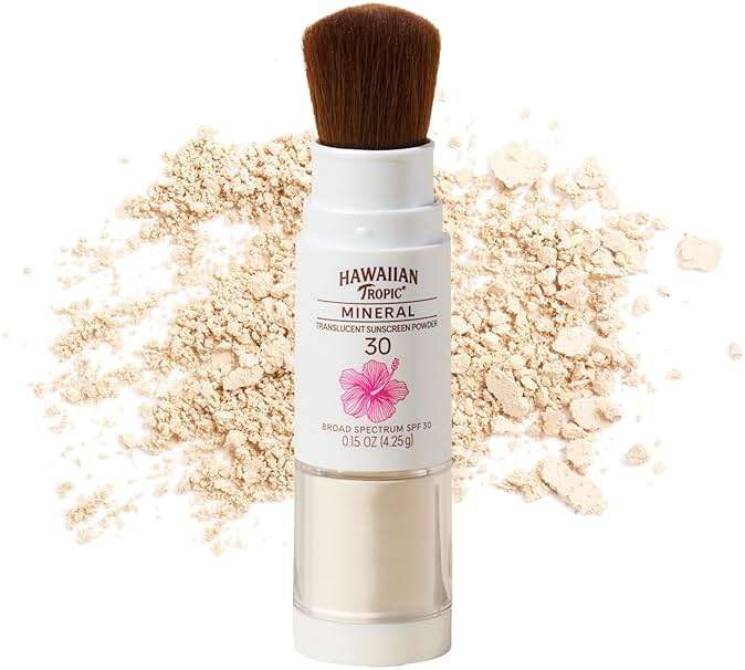 Hawaiian Tropic Mineral Powder Sunscreen Brush SPF 30 | Beach Essentials, Zinc Oxide Mineral Sunscreen Powder SPF, Face Sunblock Travel Size, Brush On Sun Screen Protector for Face and Body, 0.15oz - Image 2