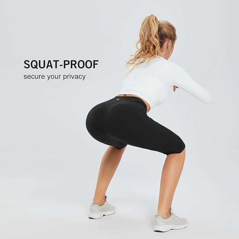 baleaf Women's Capri Leggings with Pockets High Waisted Knee Length Capris Stretch for Casual Yoga Pants Workout Exercise - Image 5