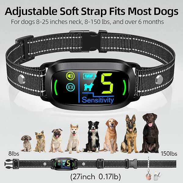 FAFAFROG Dog Bark Collar, Rechargeable Smart Collar, Anti Barking Training Collar with 5 Adjustable Sensitivity Beep Vibration, Bark Collar for Large Medium Small Dogs (Black) - Image 5