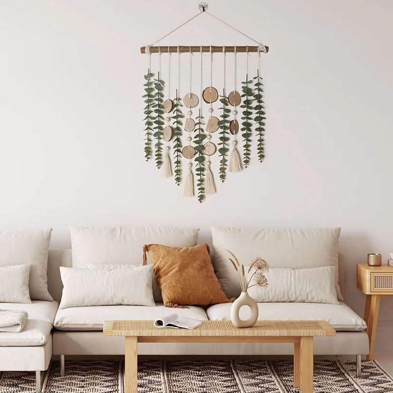 Artificial Eucalyptus Wall Decor Fake Greenery Leaves Stems Wall Hanging Plants on 16.5 inch Wooden Stick Boho Rustic Farmhouse Decor for Bedroom Kitchen Dining Room Bathroom - Image 8