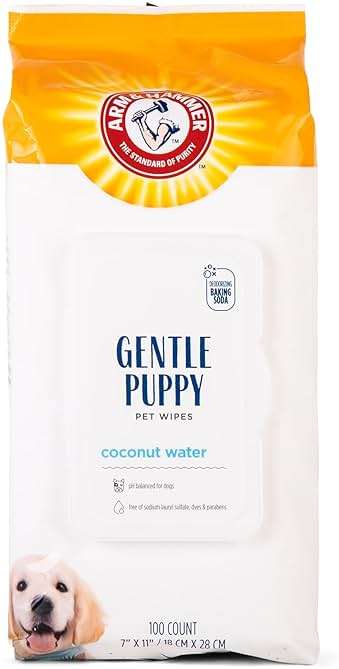 Arm & Hammer Dog Grooming Wipes, Deodorizing Dog Cleaning Wipes with Coconut Water, Gentle for Dogs and Puppies, Paraben and Sulfate Free Formula, Light Coconut Scent, 100 Count - Image 1