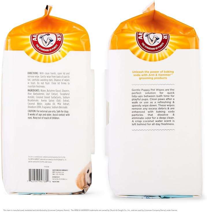 Arm & Hammer Dog Grooming Wipes, Deodorizing Dog Cleaning Wipes with Coconut Water, Gentle for Dogs and Puppies, Paraben and Sulfate Free Formula, Light Coconut Scent, 100 Count - Image 5