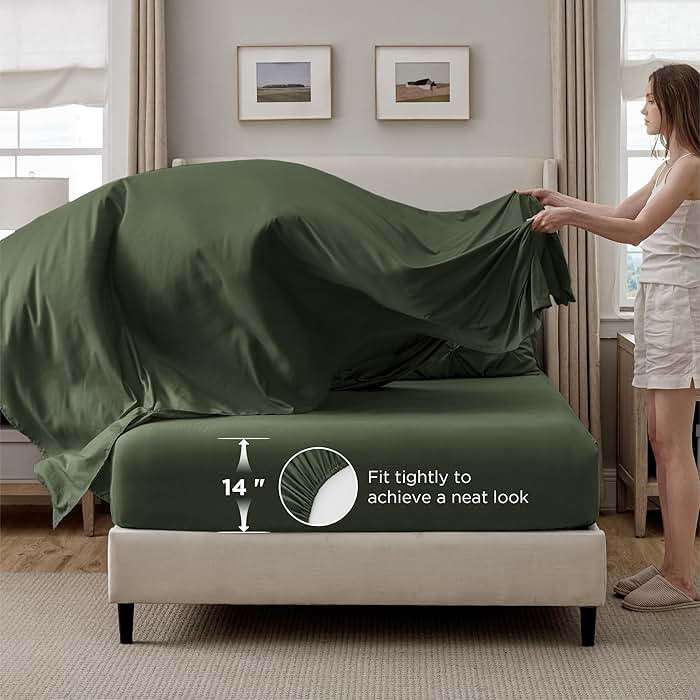 Bedsure Queen Comforter Set Olive Green - Bed in a Bag Queen Size Bedding 7 Pieces, GentleSoft™ Pintuck Bed Set Gift for Family, Pinch Pleat All Season Comforter with Sheets, Pillowcases & Shams - Image 5