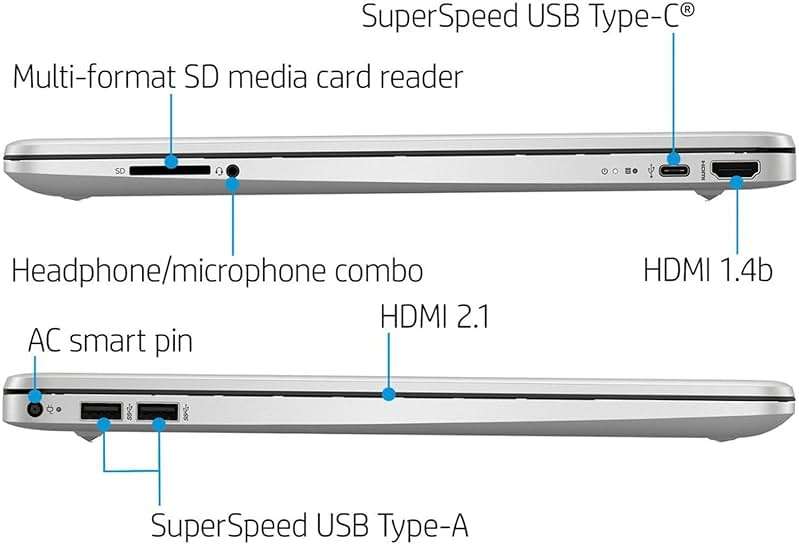 HP Notebook Laptop, 15.6" HD Touchscreen, Intel Core i3-1115G4 Processor, 32GB RAM, 1TB PCIe SSD, Webcam, Type-C, HDMI, SD Card Reader, Wi-Fi, Windows 11 Home, Silver - Image 6