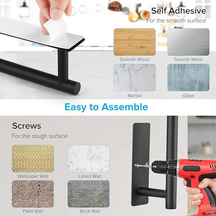 UREZORGEAR 2nd Gen Paper Towel Holder Under Cabinet No Drilling, [More Sturdy] Self Adhesive or Drilling Paper Towel Holder Wall Mount for Kitchen,RV [Fit Mega Paper Towel Roll] SUS304 Stainless Steel - Image 4