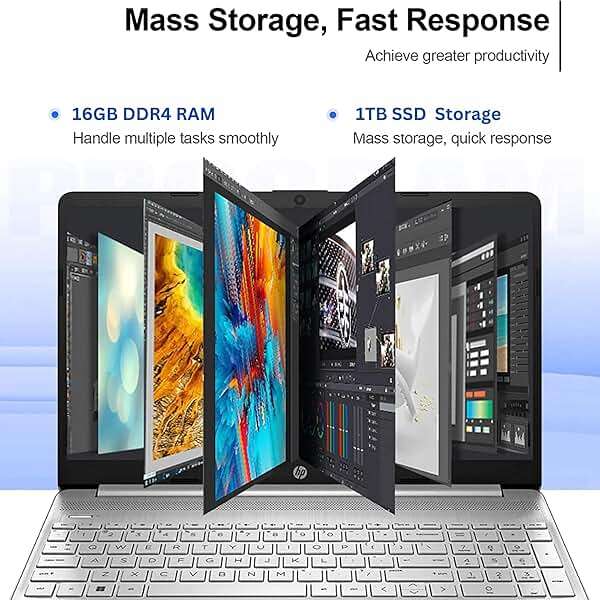 HP Pavilion 15.6" HD Touchscreen Anti-Glare Laptop, 16GB RAM, 1TB SSD Storage, Intel Core Processor up to 4.1GHz, Up to 11 Hours Long Battery Life, Type-C, HDMI, Windows 11 Home, Silver - Image 2