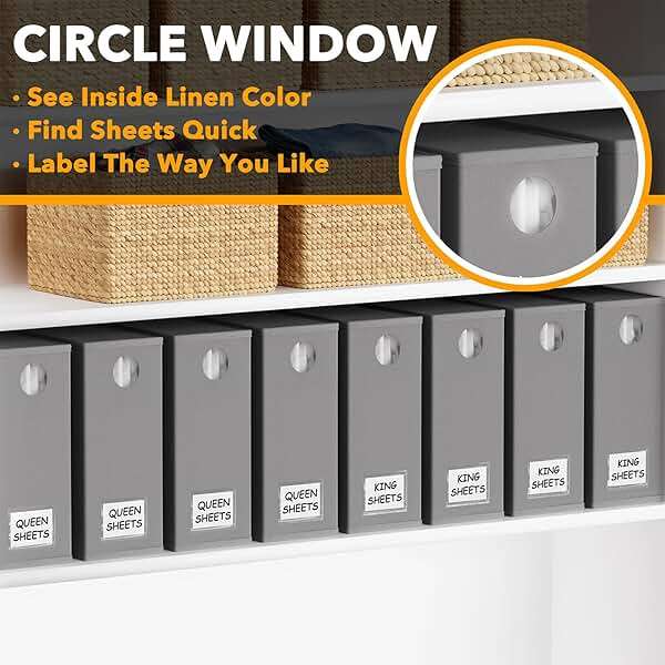 SpaceAid 10 Pack Bed Sheet Organizers and Storage, Foldable Sheet Organizer for Linen Closet, Sheets Set Folder Keeper with Window XL (Queen & King Size) Organizing Bedding Container, Gray - Image 5