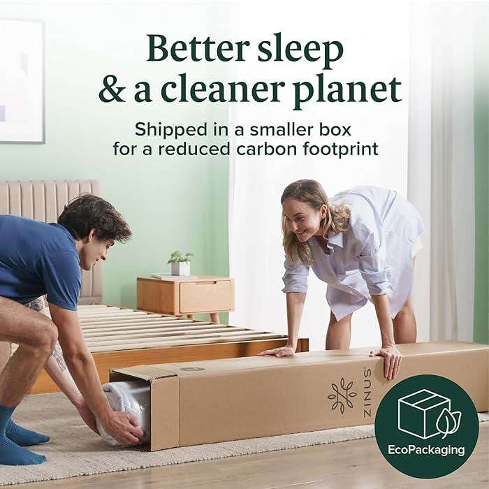 Zinus 10 Inch Queen Green Tea Memory Foam Mattress [New Version], Fiberglass Free, Medium Firm Feel, Zoned Pressure Relief, Certified Safe Foams & Fabric, Mattress in A Box - Image 4