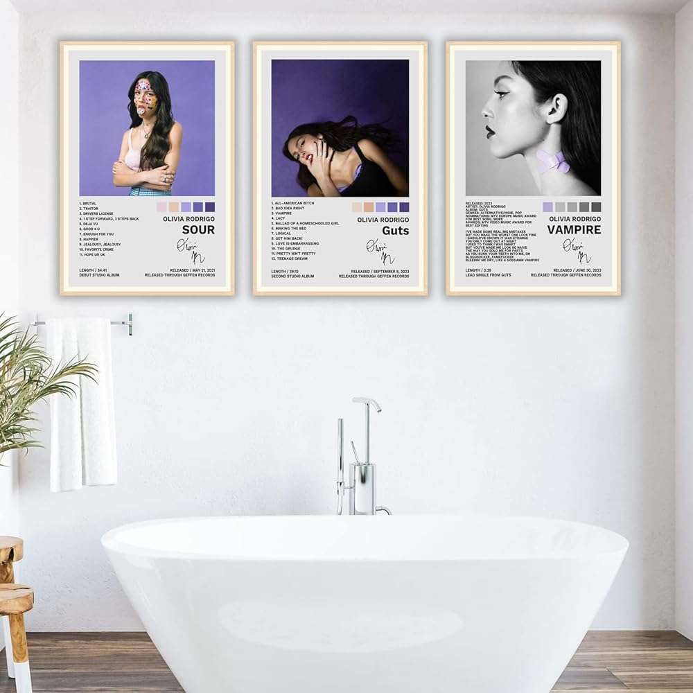 JINOS Olivia Poster Rodrigo A Set of 3 Canvas Album Posters Decorative Painting Canvas Wall Posters Bedroom Decor Posters08x12inch(20x30cm)-3pcs - Image 3