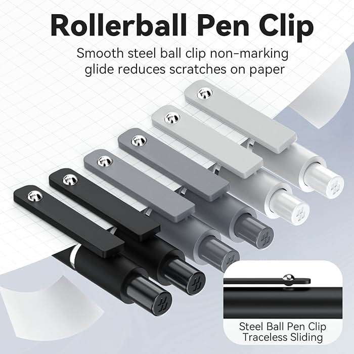 ACEES Gel Pens, 6 Pcs 0.5mm Fine Point Black Ink Pen With Smooth Writing, Office Desk Accessories, Writing Supplies Gifts for Men Women, Quick Dry Pens Ballpoint For Journaling, Black/Gray/White - Image 4