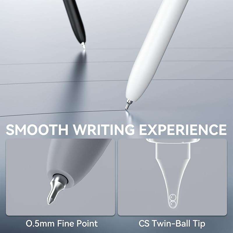 ACEES Gel Pens, 6 Pcs 0.5mm Fine Point Black Ink Pen With Smooth Writing, Office Desk Accessories, Writing Supplies Gifts for Men Women, Quick Dry Pens Ballpoint For Journaling, Black/Gray/White - Image 5