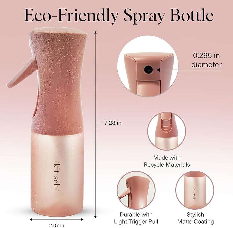 Kitsch Continuous Spray Bottle for Hair – Fine Mist Water Mister & Water Spray Bottle – Recycled Hair Spray Bottle – Spray Bottles for Cleaning, Styling, Plants & More – Terracotta, 150ml - Image 2