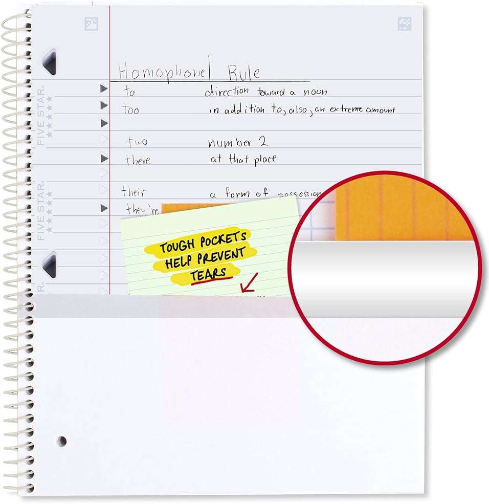 Five Star Spiral Notebook + Study App, 2 Pack, 1 Subject, Wide Ruled, 8" x 10-1/2", 80 Sheets, Fights Ink Bleed, Water Resistant Cover, Pastel Waves and Brush Strokes (930210F-ECM) - Image 6