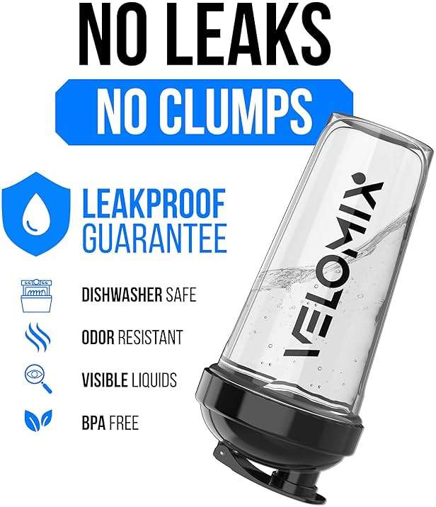 VELOMIX -2 Pack- 28 oz Protein Shaker Bottles for Protein Mixes - 2x Wire Whisk | Leak Proof Shaker Cups for Protein Shakes | Protein Shaker Bottle Pack (Black/Transparent) - Image 3