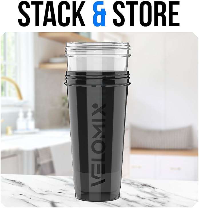 VELOMIX -2 Pack- 28 oz Protein Shaker Bottles for Protein Mixes - 2x Wire Whisk | Leak Proof Shaker Cups for Protein Shakes | Protein Shaker Bottle Pack (Black/Transparent) - Image 6